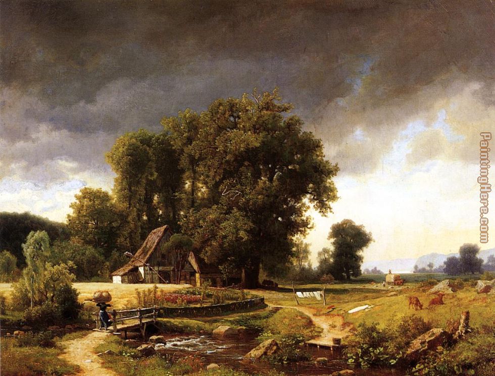 Westphalian Landscape painting - Albert Bierstadt Westphalian Landscape art painting